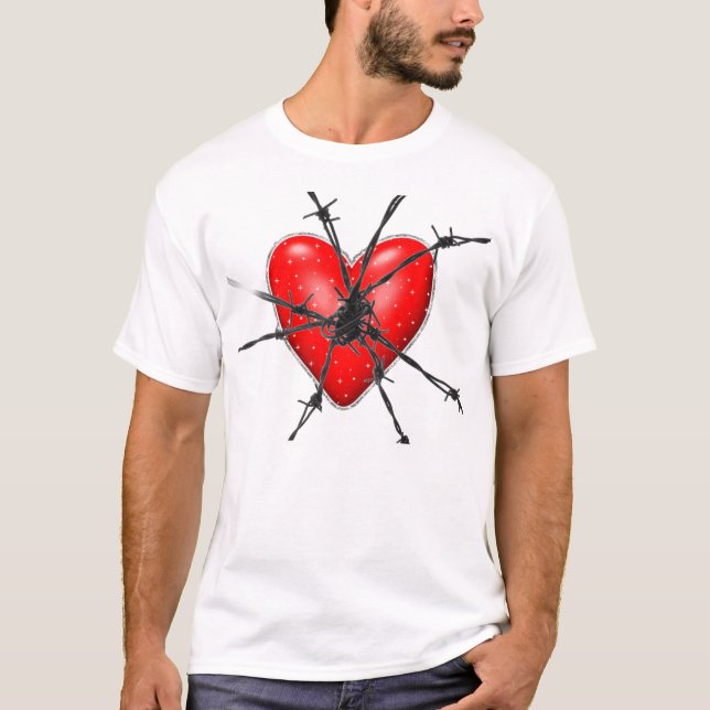 Camiseta corazón del alambre de púas (Anverso)