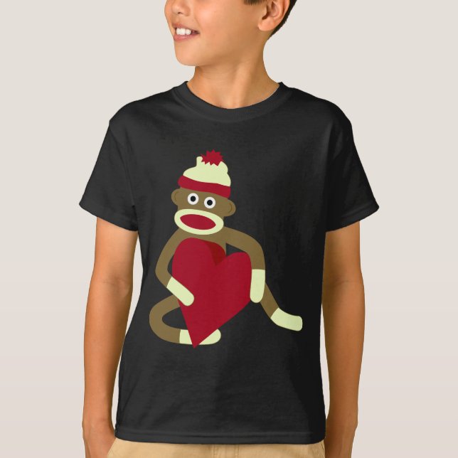 Camiseta Corazón del amor del mono del calcetín (Anverso)