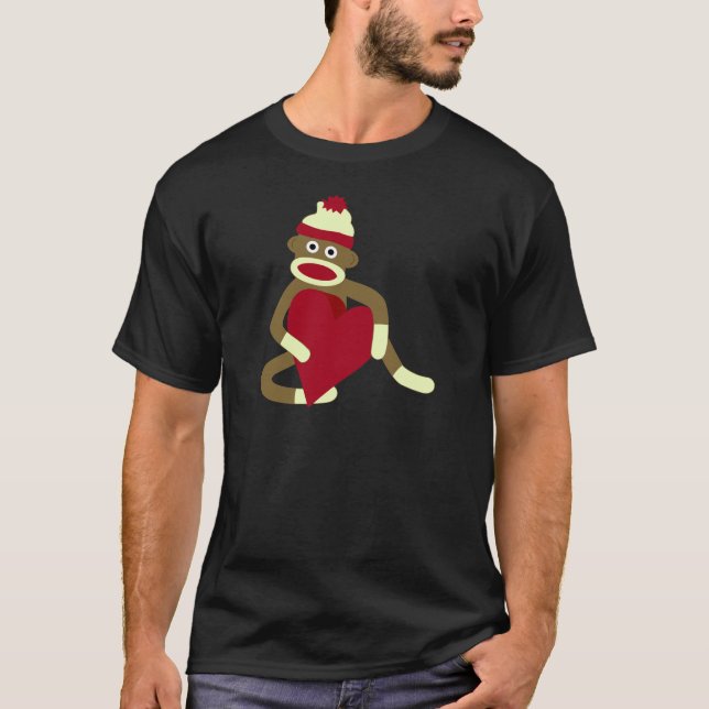 Camiseta Corazón del amor del mono del calcetín (Anverso)