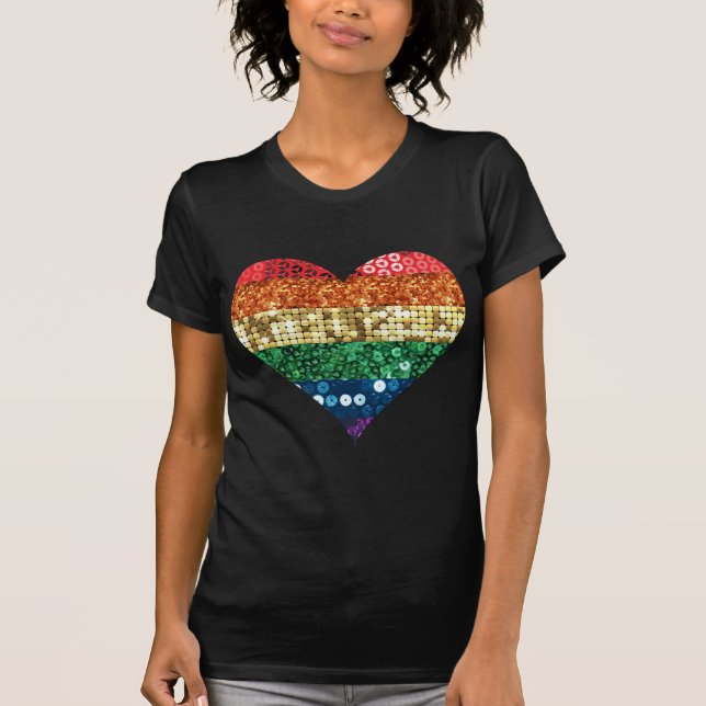 Camiseta corazón del arco iris de lgbt (Anverso)