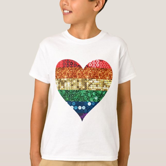 Camiseta corazón del arco iris de lgbt (Anverso)