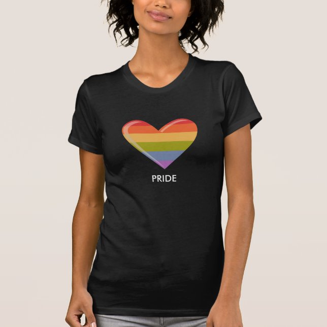 CAMISETA CORAZÓN DEL ARCO IRIS DEL ORGULLO GAY (Anverso)