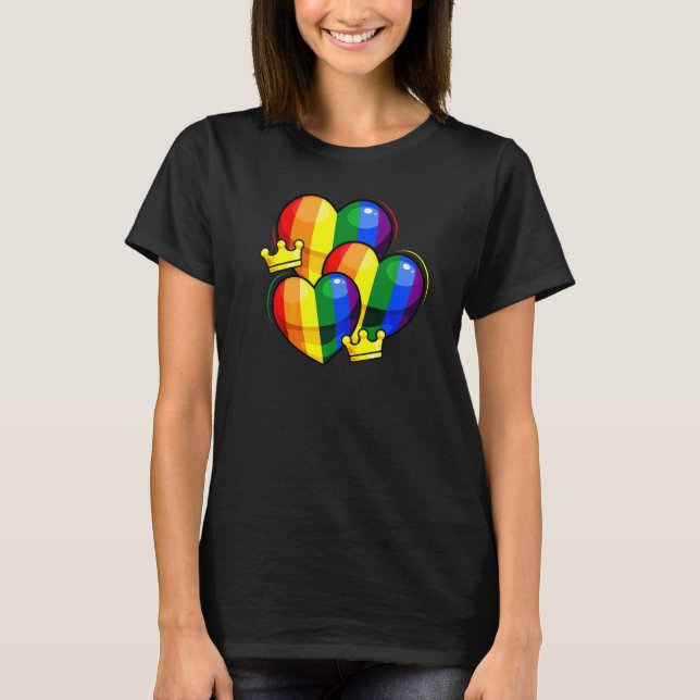 Camiseta Corazón del Arcoiris Crown Lgbt Q Cute Bandera Arc (Anverso)