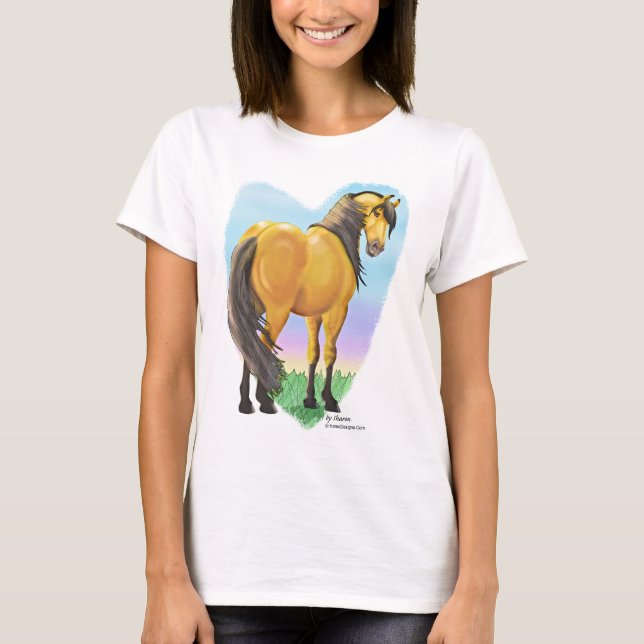 Camiseta Corazón del caballo del Dun del ante (Anverso)