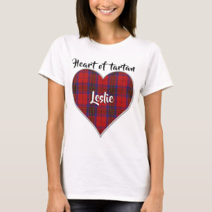 Camiseta Corazón del Clan de Tartán Leslie Red Plaid