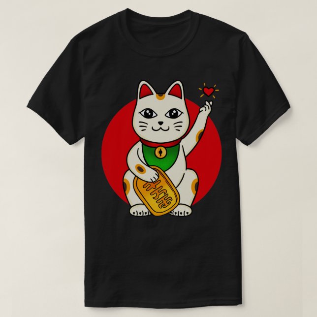 Camiseta Corazón del dedo afortunado del gato (Diseño del anverso)