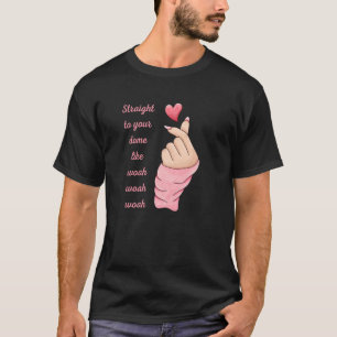 Camiseta Corazón del dedo del KPOP directo a su hogar rosa