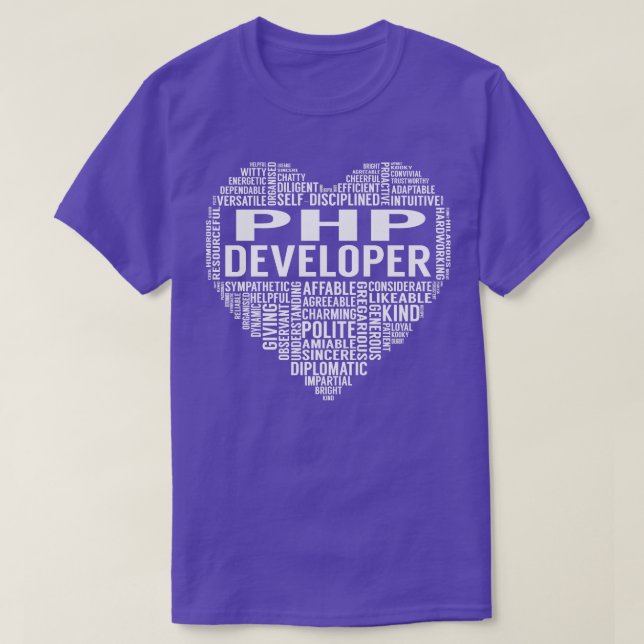Camiseta Corazón del desarrollador de Php (Diseño del anverso)
