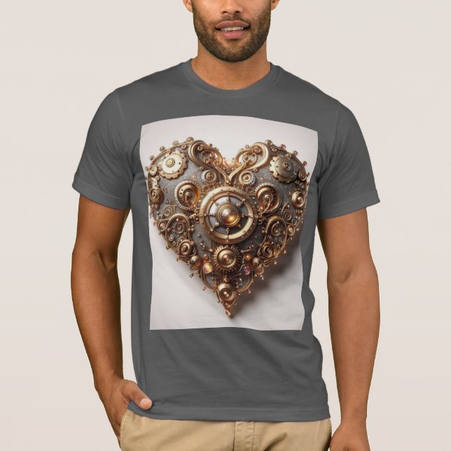 Camiseta Corazón del engranaje del reloj elegante Steampunk (Anverso)
