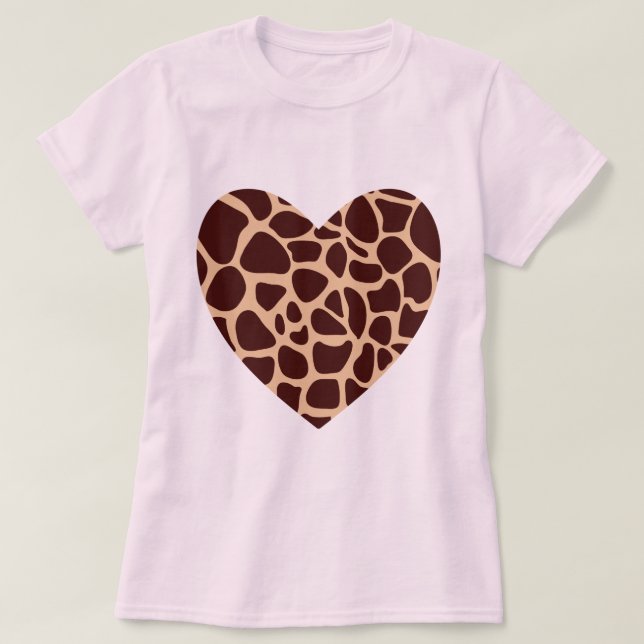 Camiseta Corazón del estampado de girafa (Diseño del anverso)
