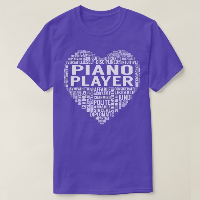 Camiseta Corazón del jugador de piano (Diseño del anverso)
