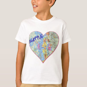 Camiseta Corazón del mapa de Seattle