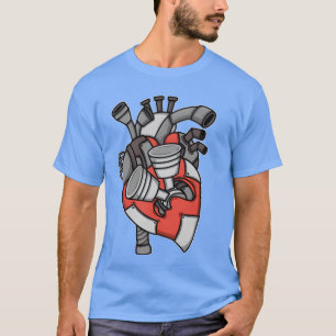 Camiseta Corazón del motor Pistones Mecánico de coche retro