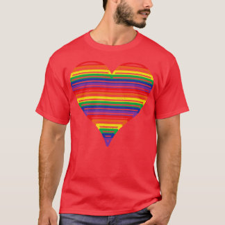 Camiseta Corazón del orgullo arcoiris retro vintage