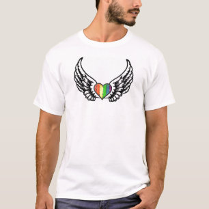 Camiseta Corazón del orgullo GLBT del arco iris con las