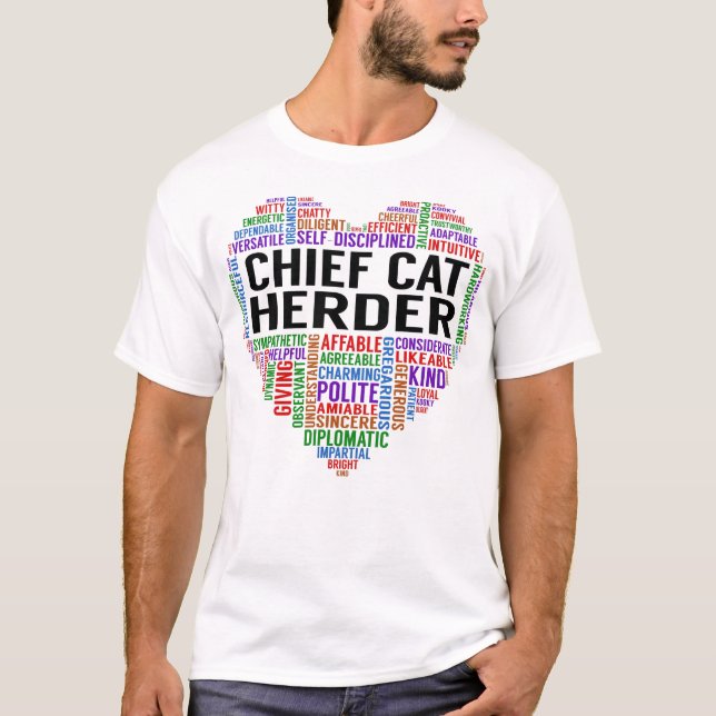 Camiseta Corazón del pastor de gatos jefe (Anverso)