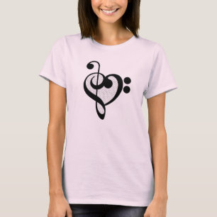 Camiseta Corazón del patrón de nota musical de músico