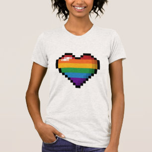 Camiseta Corazón del pixel del arco iris