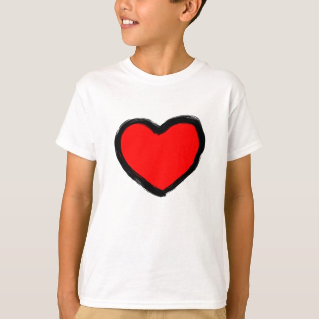 Camiseta Corazón del rojo del Doodle (Anverso)