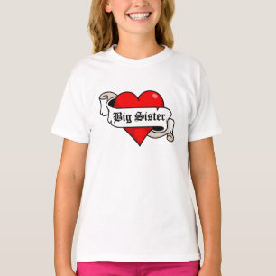 Camiseta Corazón del tatuaje de la hermana grande