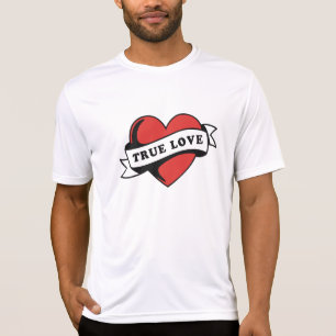 Camiseta Corazón del tatuaje del amor verdadero Diseño ro
