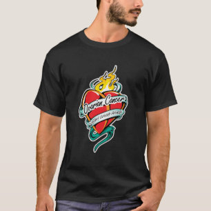 Camiseta Corazón del tatuaje del cáncer ovárico