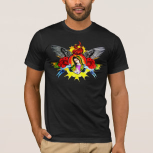 Camiseta Corazón del Virgen María, flor, alas