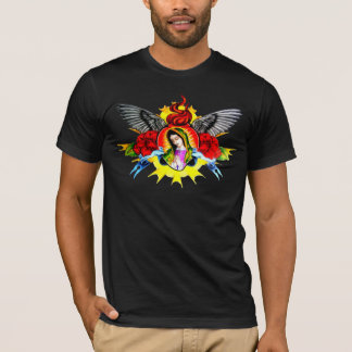 Camiseta Corazón del Virgen María, flor, alas