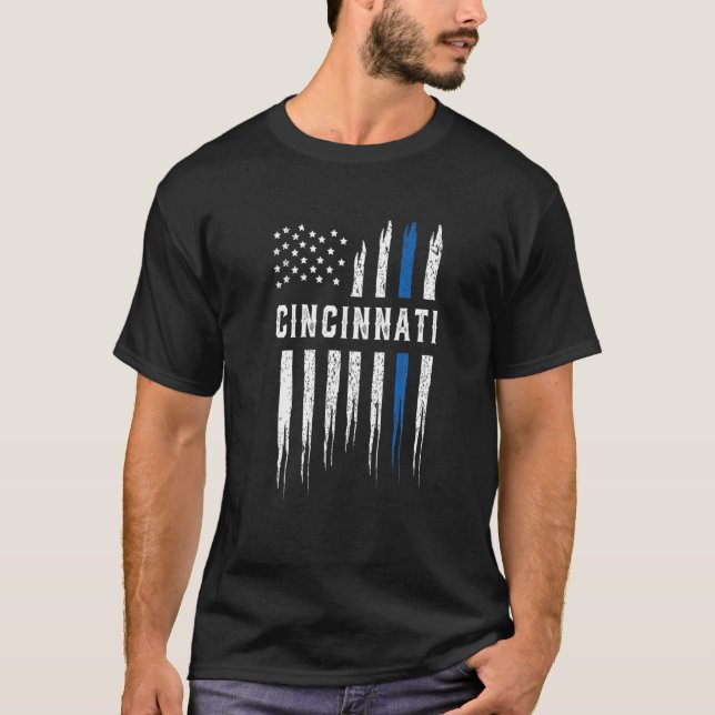 Camiseta Corazón delgado de la Línea Azul Oficial de Policí (Anverso)