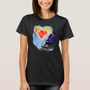 Camiseta Corazón Desbloqueado Silla de Ruedas Acuarela Rosa