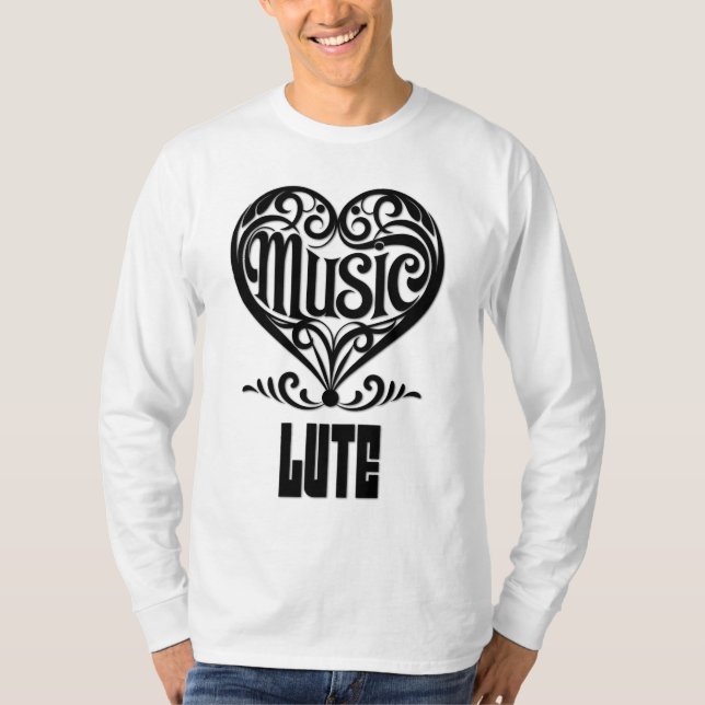 Camiseta Corazón Desplácido Elegante para Amantes de Lute (Anverso)