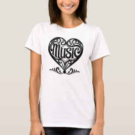 Camiseta Corazón Desplegado Elegante para Músicos