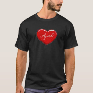 Camiseta Corazón dibujado a mano Abril - Corazones de nombr