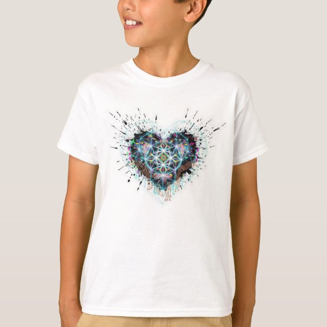 Camiseta Corazón Digital Diseño de Geometría Sagrada  (Anverso)