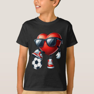 Camiseta Corazón Divertido Jugando Fútbol Día de San Valent