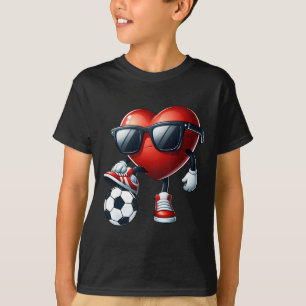 Camiseta Corazón Divertido Jugando Fútbol Día de San Valent