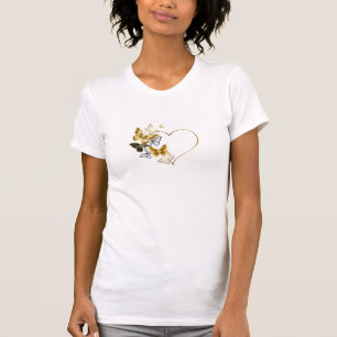 Camiseta Corazón dorado y mariposas Bella+Canvas Slim Fit T