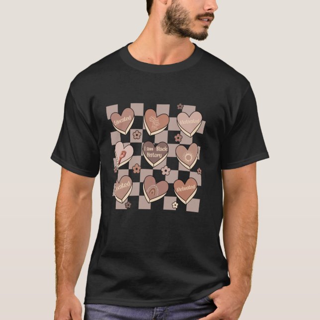 Camiseta Corazón dulce, soy negro, mes de la historia, afro (Anverso)
