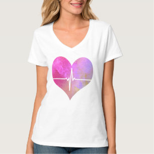 Camiseta Corazón EKG Acuarela
