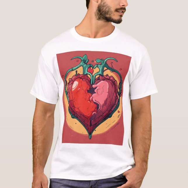 Camiseta Corazón en flor. (Anverso)