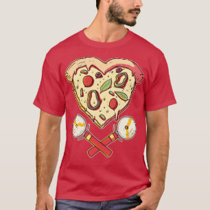 Camiseta Corazón en forma de pizza rebanada con cuchillas