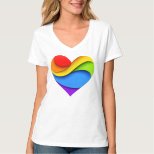 Camiseta Corazón en forma de SlipperyJoe en capas de arcoír