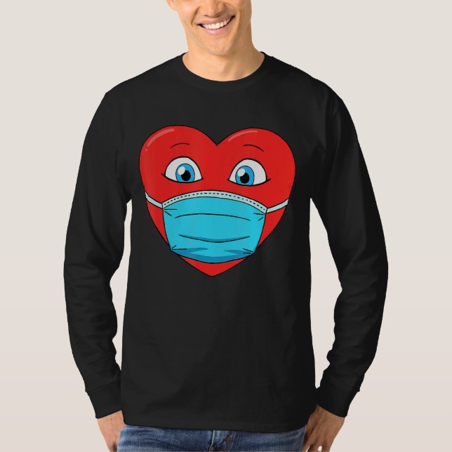 Camiseta Corazón en la cara Máscara Hombres Graciosos Mujer (Anverso)