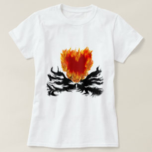 Camiseta Corazón en llamas