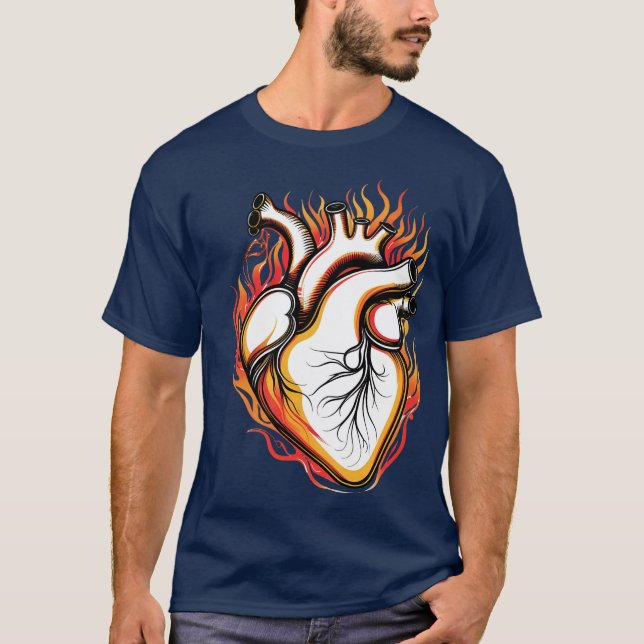 Camiseta corazón en llamas (Anverso)