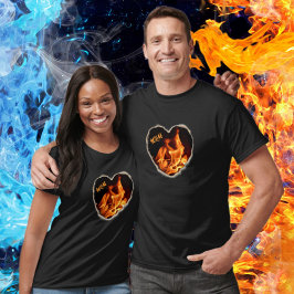 Camiseta Corazón en llamas por fuego Flamaciones fotográfic