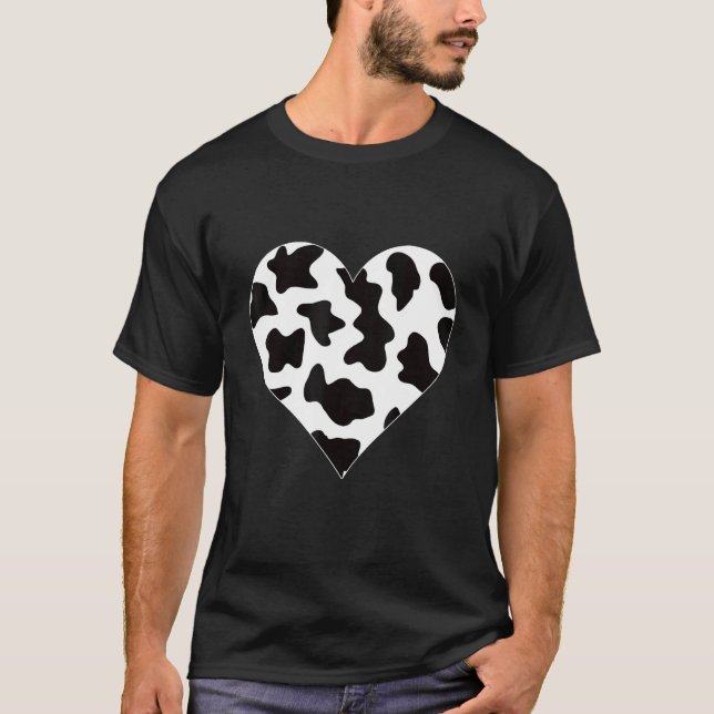 Camiseta Corazón En Patrón De Vaca Manchas De Vaca (Anverso)