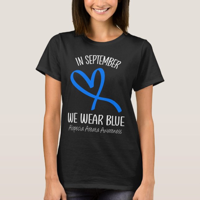 Camiseta Corazón En Septiembre Usamos Alopecia Azul Areata  (Anverso)