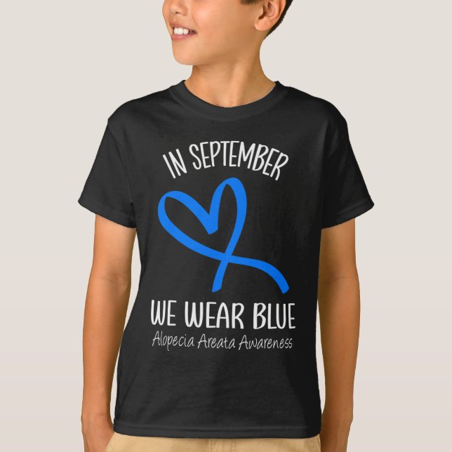 Camiseta Corazón En Septiembre Usamos Alopecia Azul Areata  (Anverso)