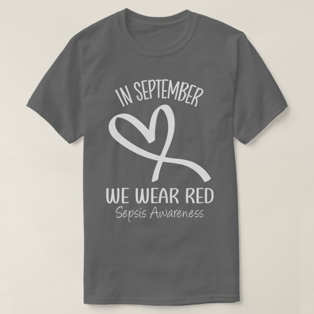 Camiseta Corazón En Septiembre Usamos Red Sepsis Awareness  (Diseño del anverso)